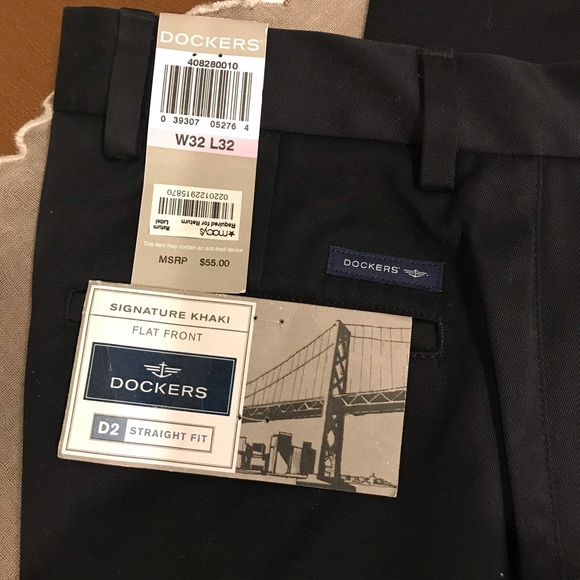 Dockers | Pants | Mens Dockers Signature Khaki Flat Front In Black ...